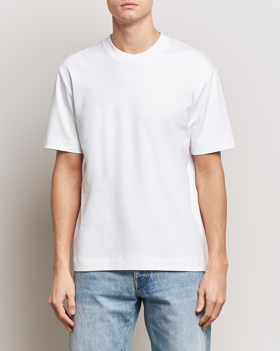 Herre | T-Shirts | Sunspel | Heavyweight Mock Neck T-Shirt White