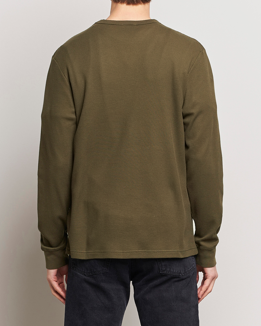 Herre | T-Shirts | Sunspel | Long Sleeve Waffle T-Shirt Dark Olive
