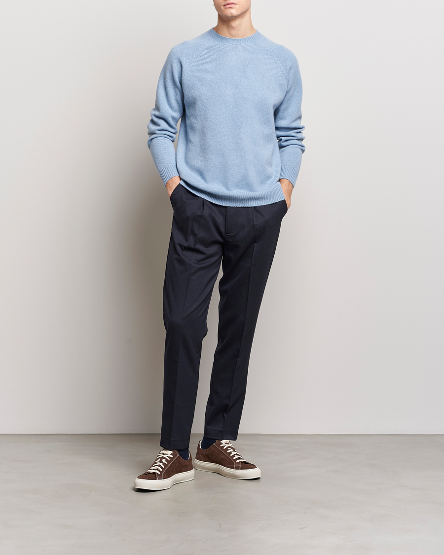 Herre | Trøjer | Sunspel | Lambswool Crew Neck Sky Blue