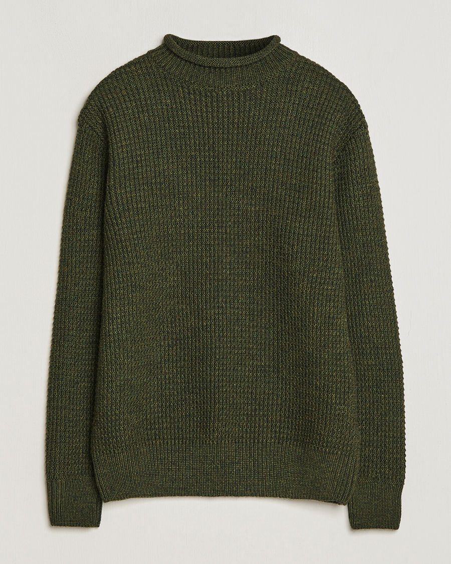 Herre | Trøjer | Sunspel | Fisherman Merino Wool Jumper Dark Olive