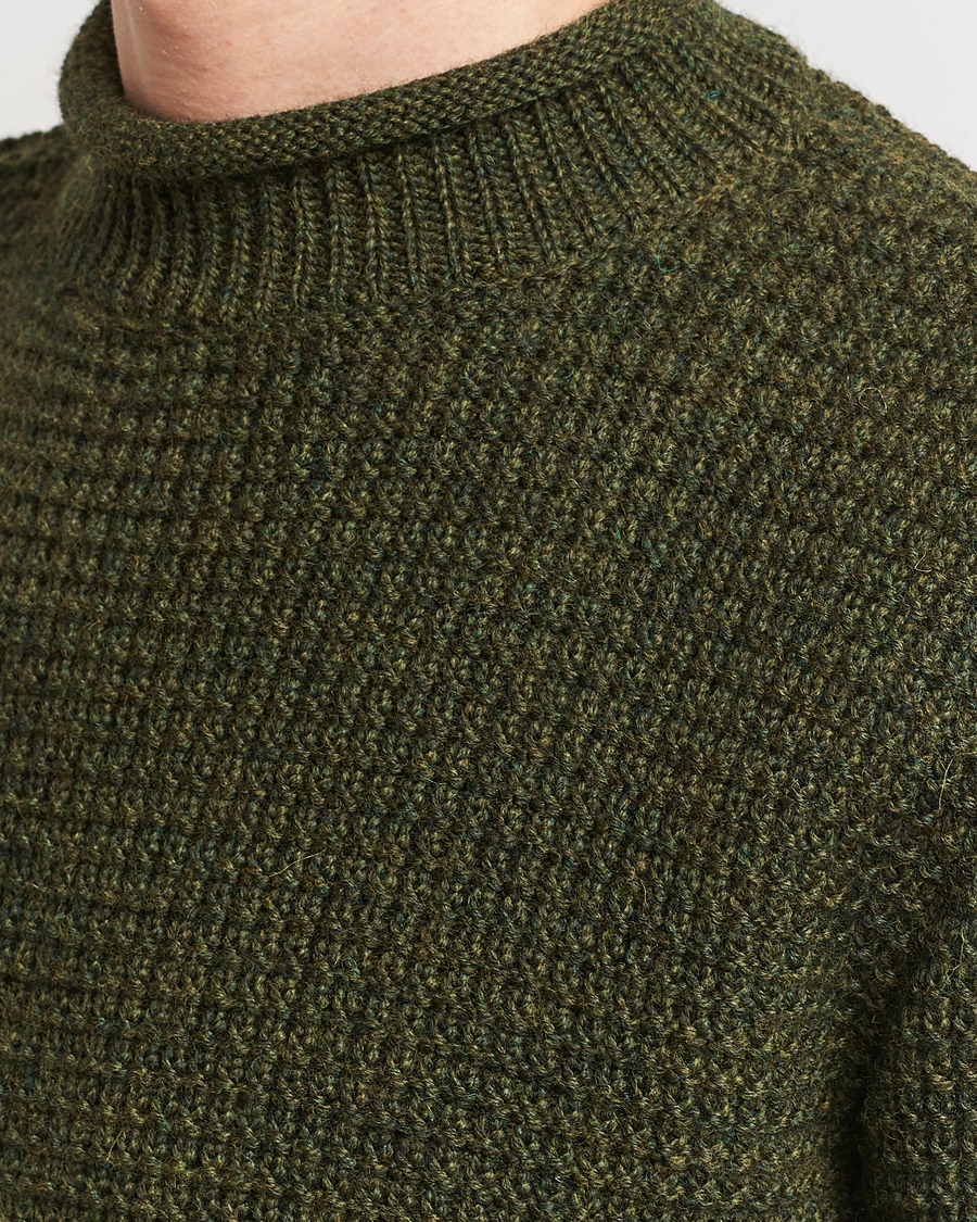 Herre | Trøjer | Sunspel | Fisherman Merino Wool Jumper Dark Olive