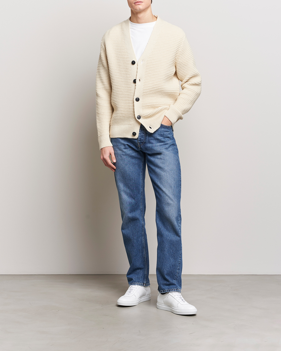 Herre | Trøjer | Sunspel | Fisherman Merino Wool Cardigan Ecru