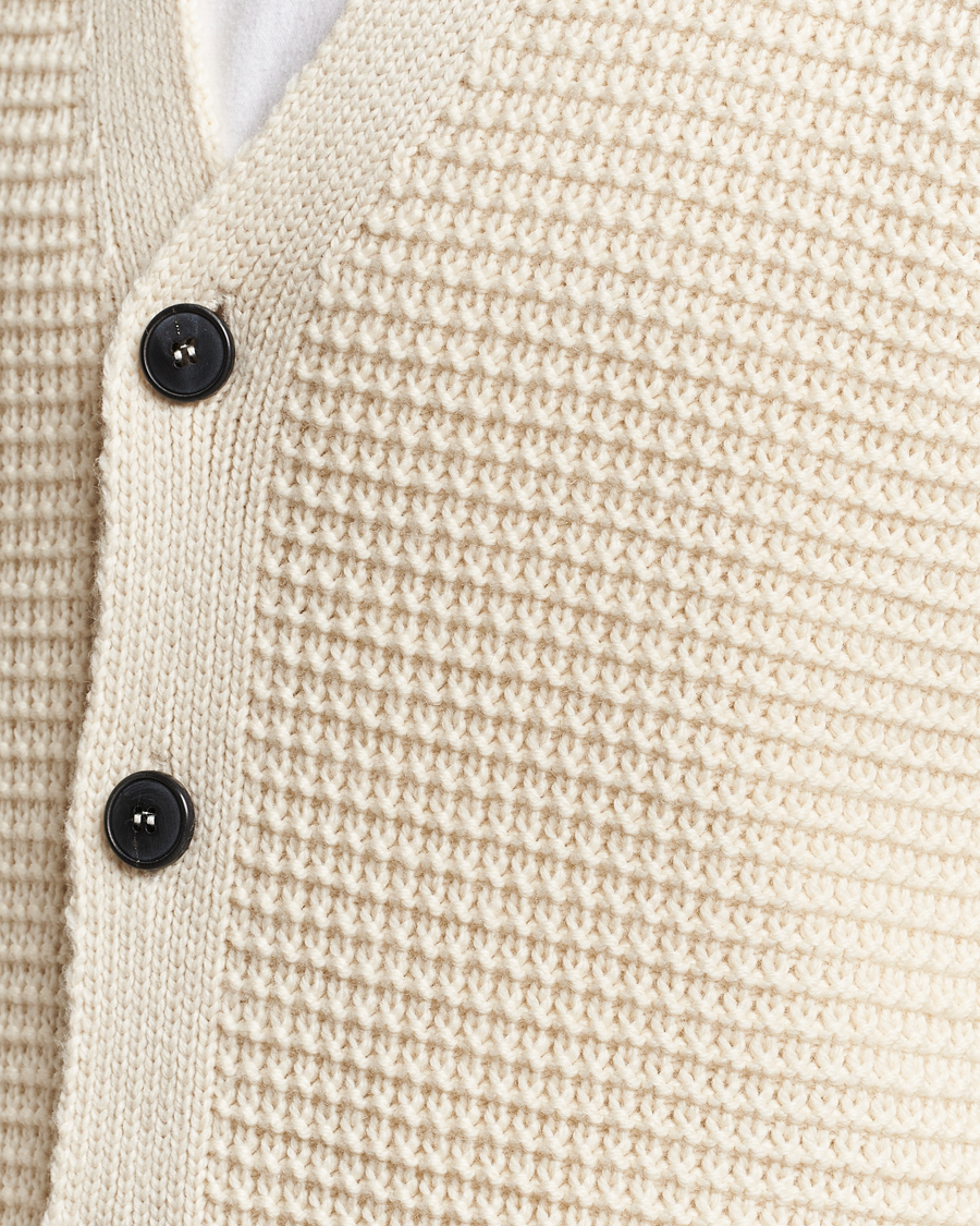 Herre | Trøjer | Sunspel | Fisherman Merino Wool Cardigan Ecru