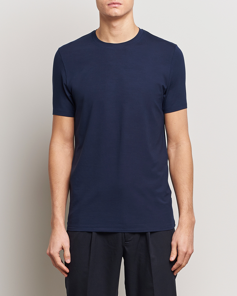 Herre | T-Shirts | Zimmerli of Switzerland | Pureness Modal Crew Neck T-Shirt Navy