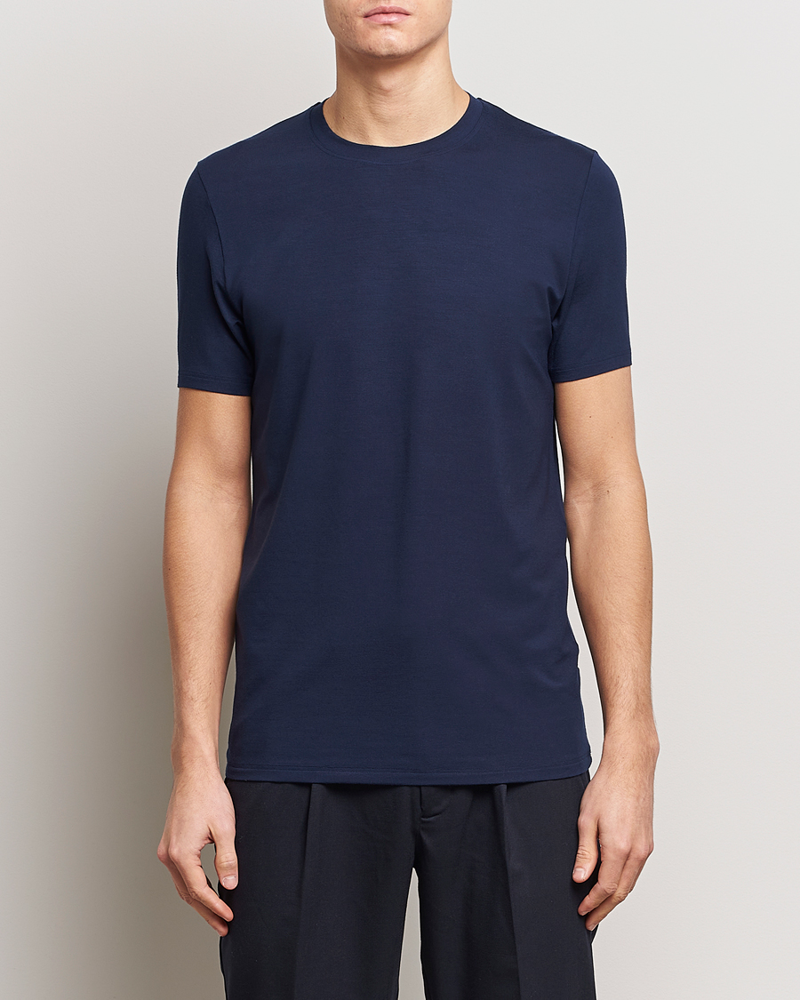 Herre |  | Zimmerli of Switzerland | Pureness Modal Crew Neck T-Shirt Navy