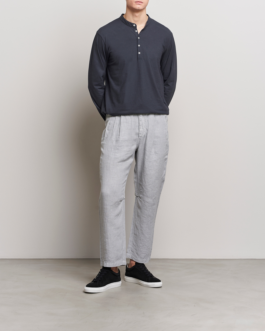 Herre | Trøjer | Massimo Alba | Hawai Watercolor Henley Washed Black