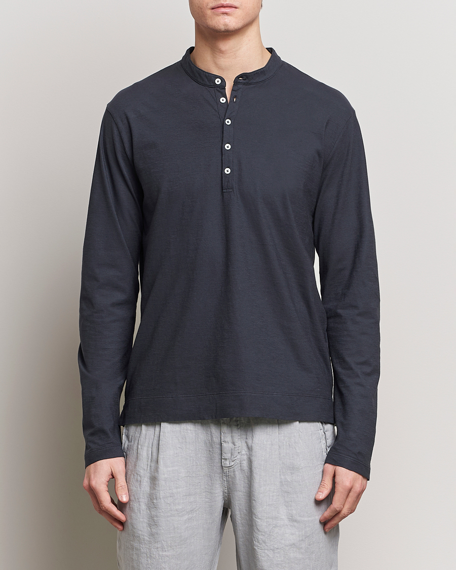 Herre | Afdelinger | Massimo Alba | Hawai Watercolor Henley Washed Black