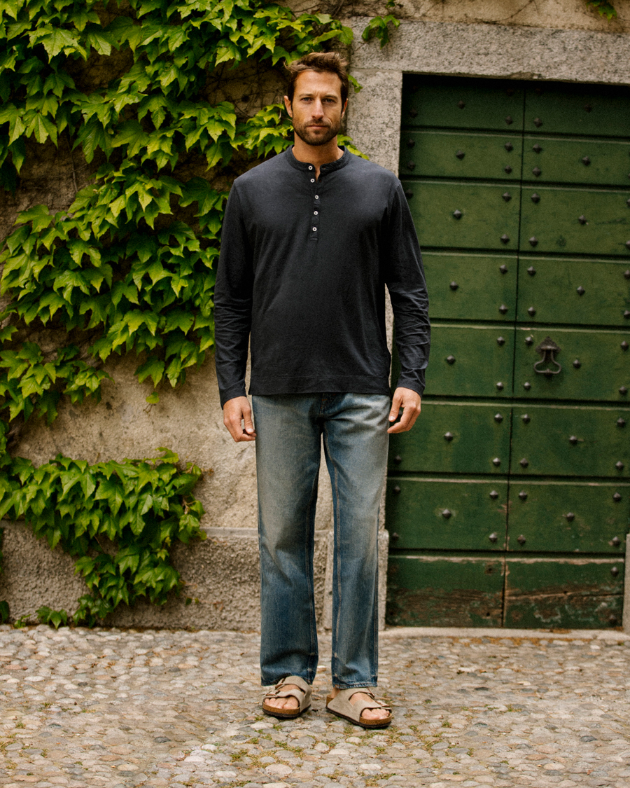 Herre | Trøjer | Massimo Alba | Hawai Watercolor Henley Washed Black