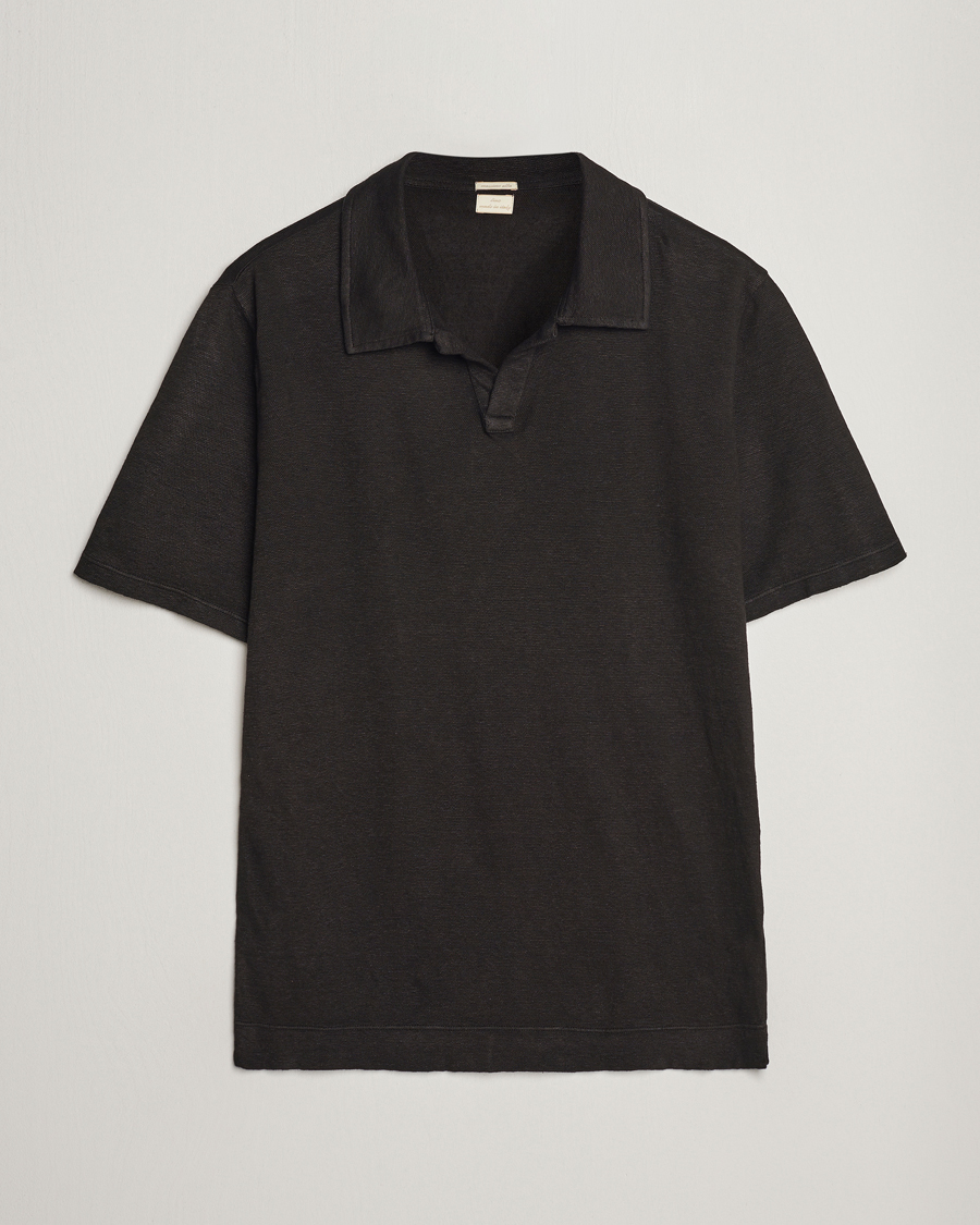 Herre | Polotrøjer | Massimo Alba | Aruba Linen Polo Washed Black