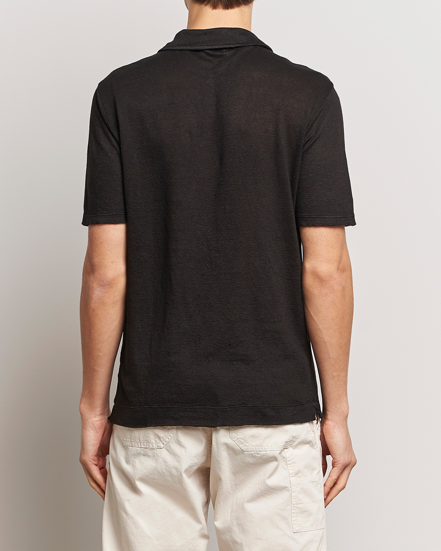 Herre | Polotrøjer | Massimo Alba | Aruba Linen Polo Washed Black
