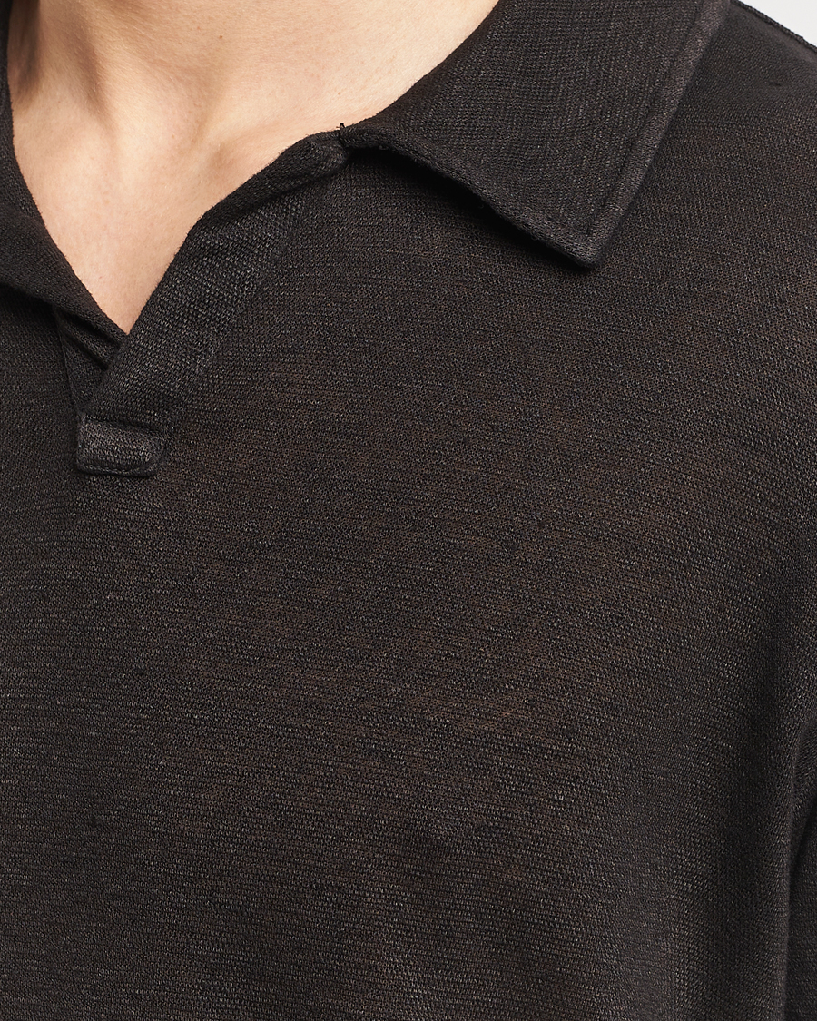 Herre | Polotrøjer | Massimo Alba | Aruba Linen Polo Washed Black
