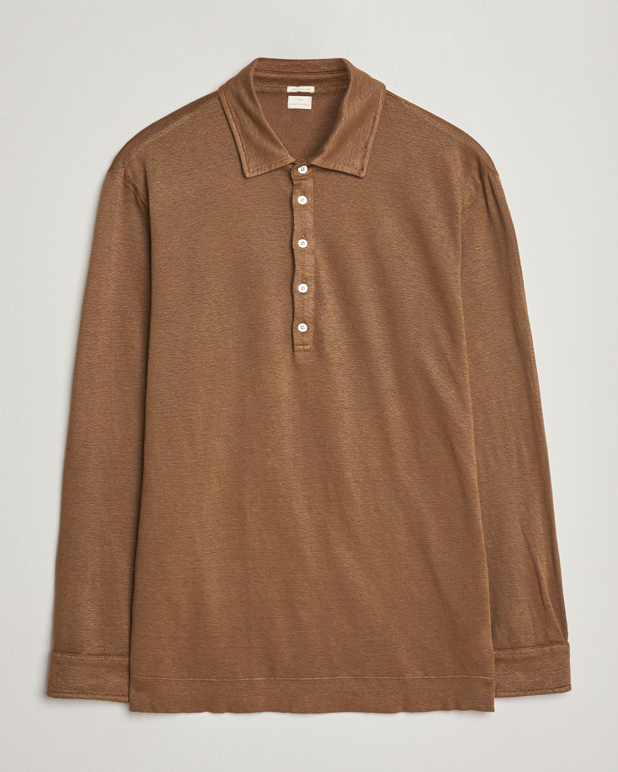 Herre | Trøjer | Massimo Alba | Raya Long Sleeve Linen Polo Brown