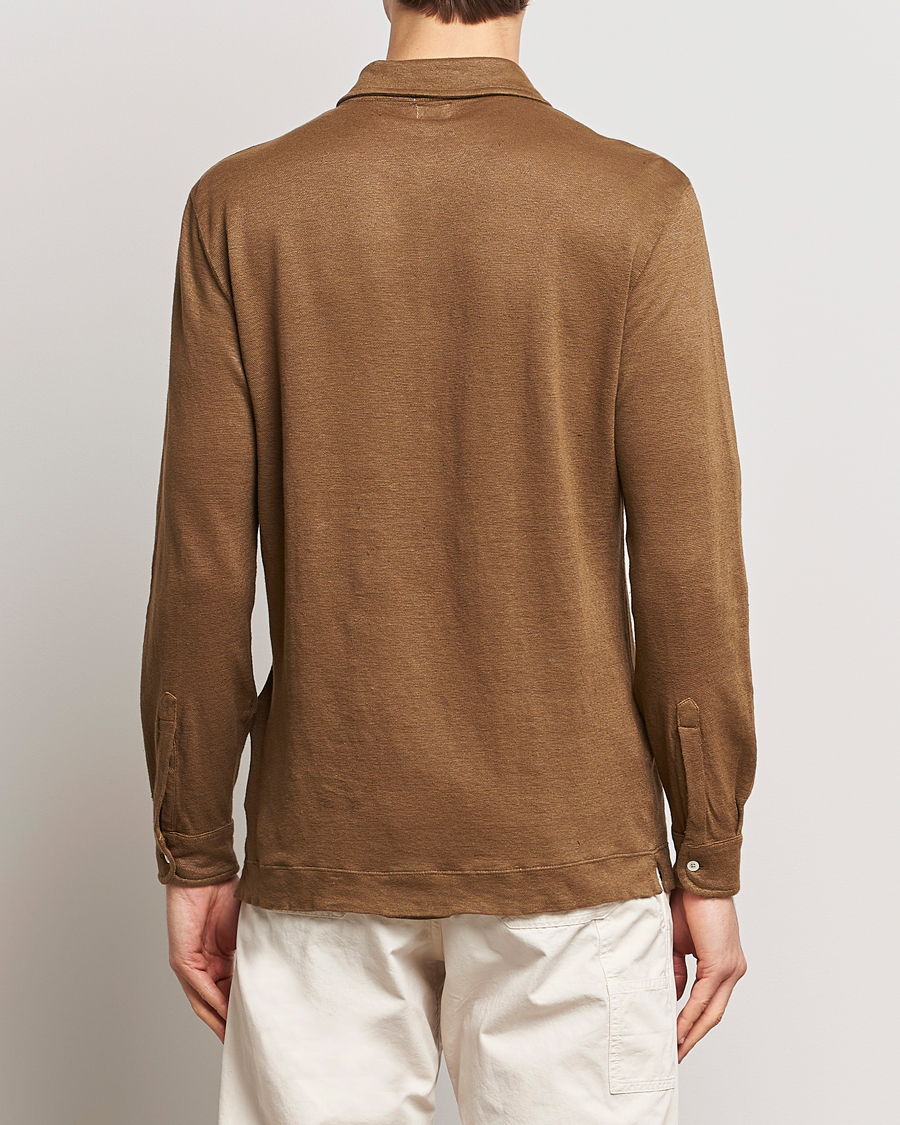 Herre | Trøjer | Massimo Alba | Raya Long Sleeve Linen Polo Brown
