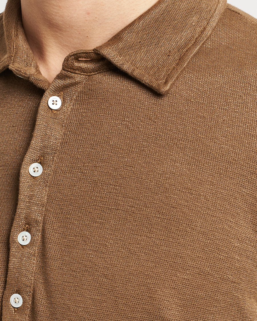 Herre | Trøjer | Massimo Alba | Raya Long Sleeve Linen Polo Brown