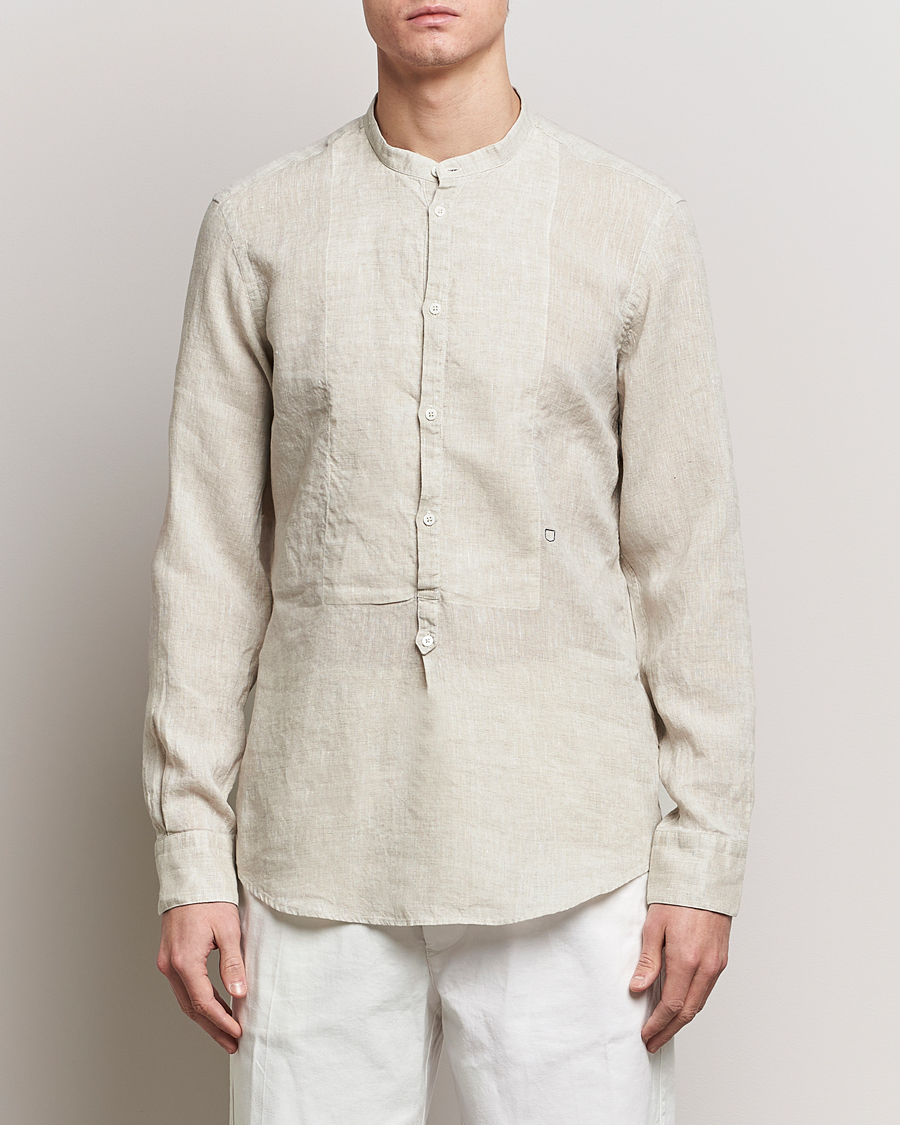 Herre | Tøj | Massimo Alba | Kos Grandad Collar Linen Shirt Light Beige