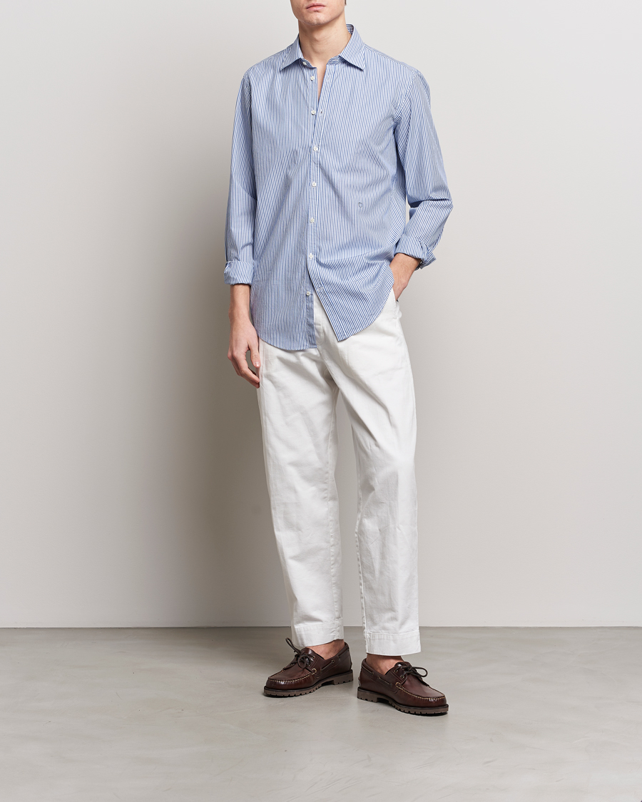 Herre | Skjorter | Massimo Alba | Genova Striped Cotton Shirt Blue Stripes