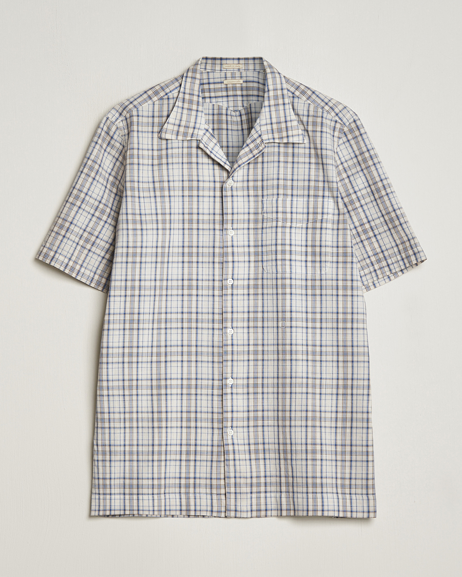 Herre | Skjorter | Massimo Alba | Venice Macro Check Bowling Shirt Blue/Beige