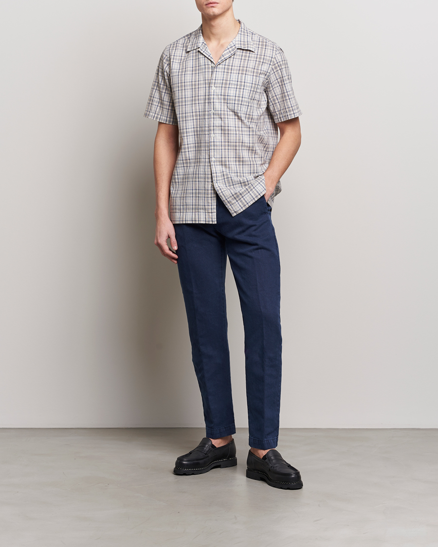 Herre | Skjorter | Massimo Alba | Venice Macro Check Bowling Shirt Blue/Beige