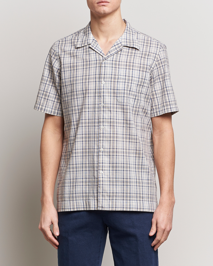 Herre | Tøj | Massimo Alba | Venice Macro Check Bowling Shirt Blue/Beige