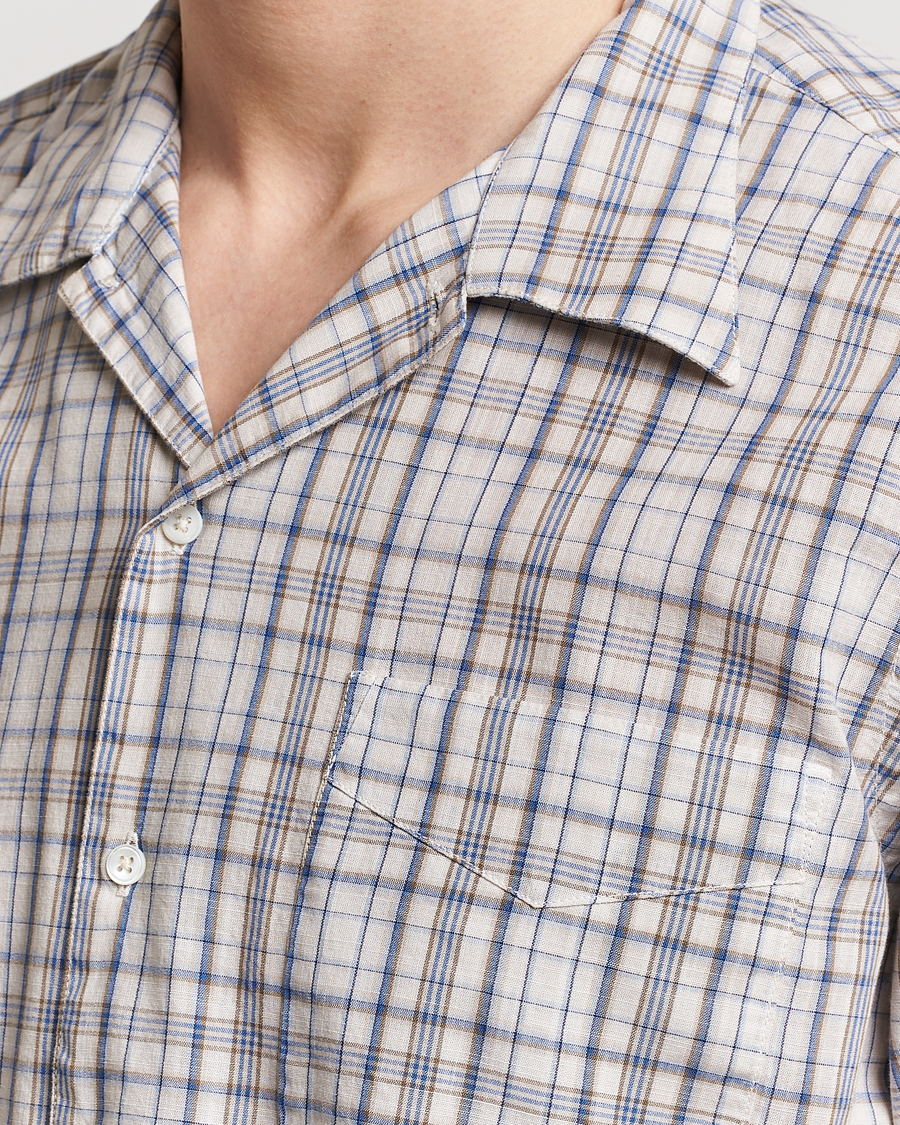 Herre | Skjorter | Massimo Alba | Venice Macro Check Bowling Shirt Blue/Beige