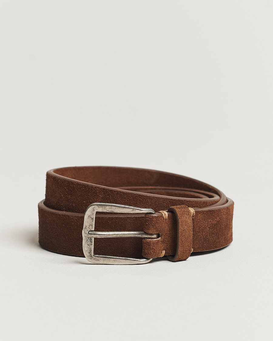 Herre | Massimo Alba Narrow Suede Belt Dark Brown | Massimo Alba | Narrow Suede Belt Dark Brown