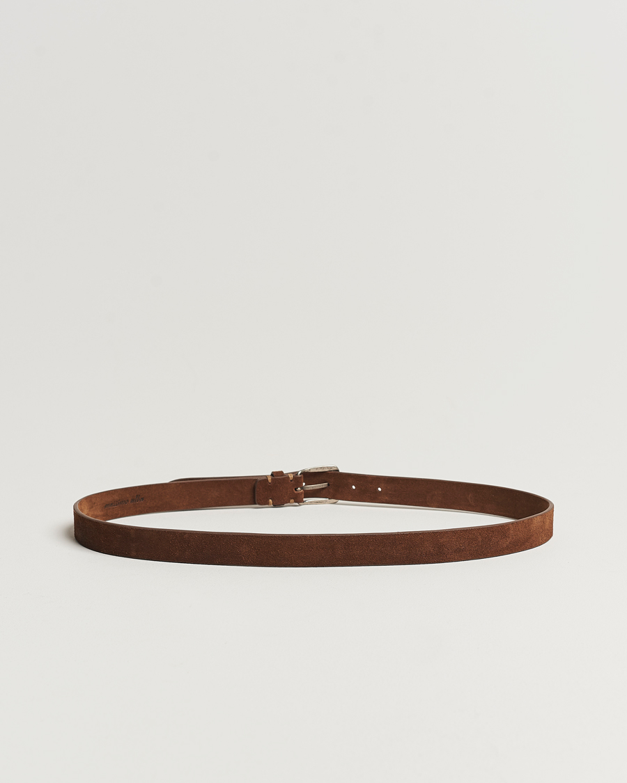 Herre | Massimo Alba Narrow Suede Belt Dark Brown | Massimo Alba | Narrow Suede Belt Dark Brown