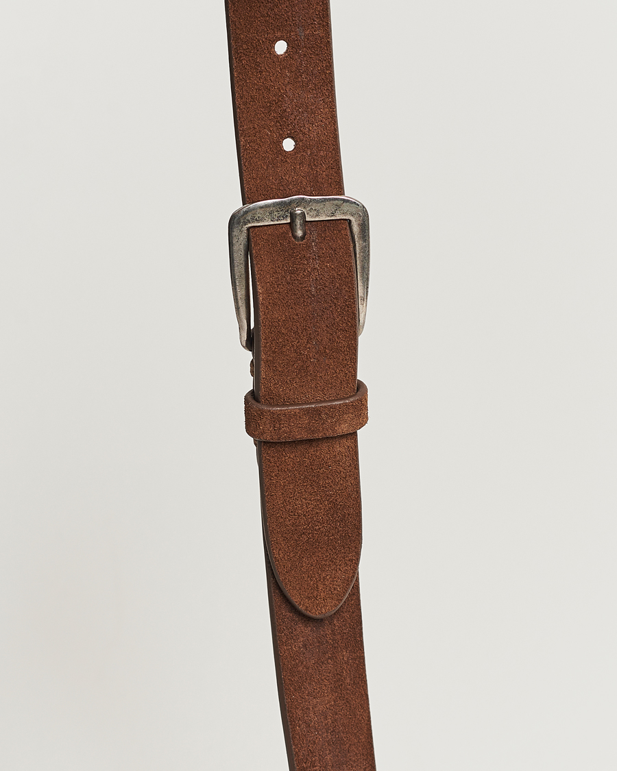 Herre | Massimo Alba Narrow Suede Belt Dark Brown | Massimo Alba | Narrow Suede Belt Dark Brown