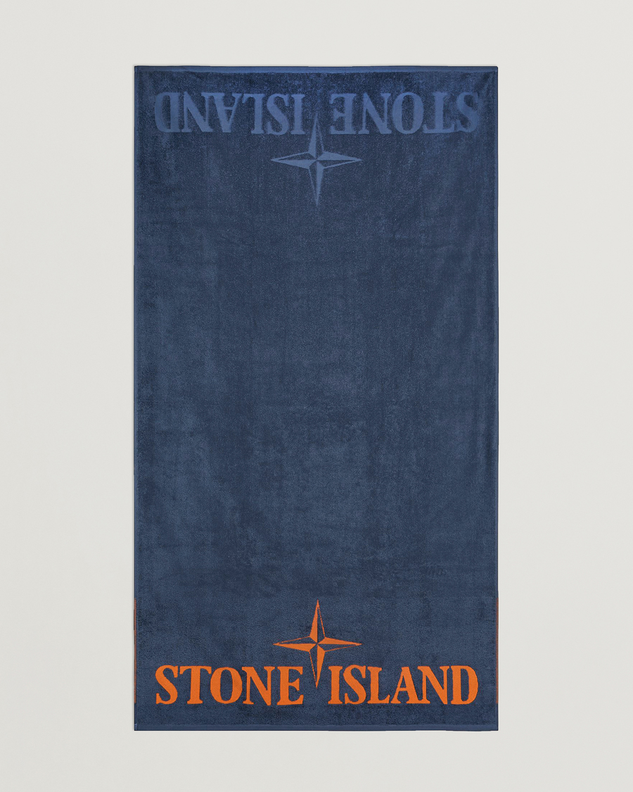 Herre | Stone Island Cotton Terry Beach Towel Dark Blue | Stone Island | Cotton Terry Beach Towel Dark Blue