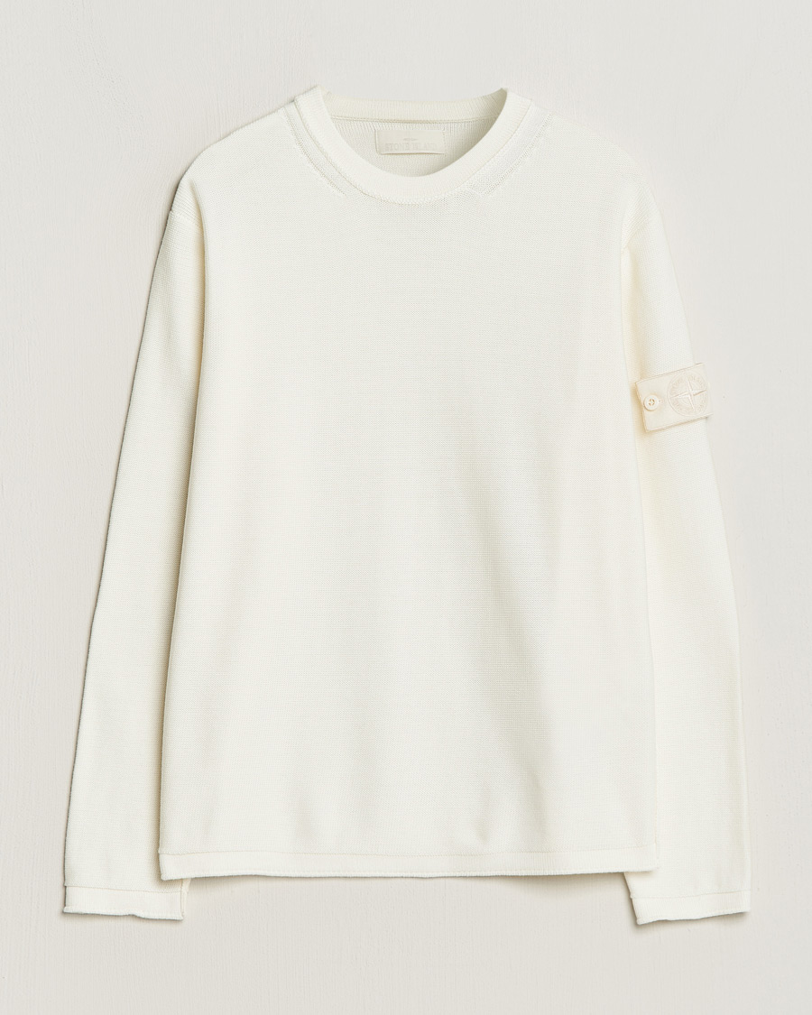 Herre | Trøjer | Stone Island | Ghost Knitted Cotton/Cashmere Sweater Natural Beige