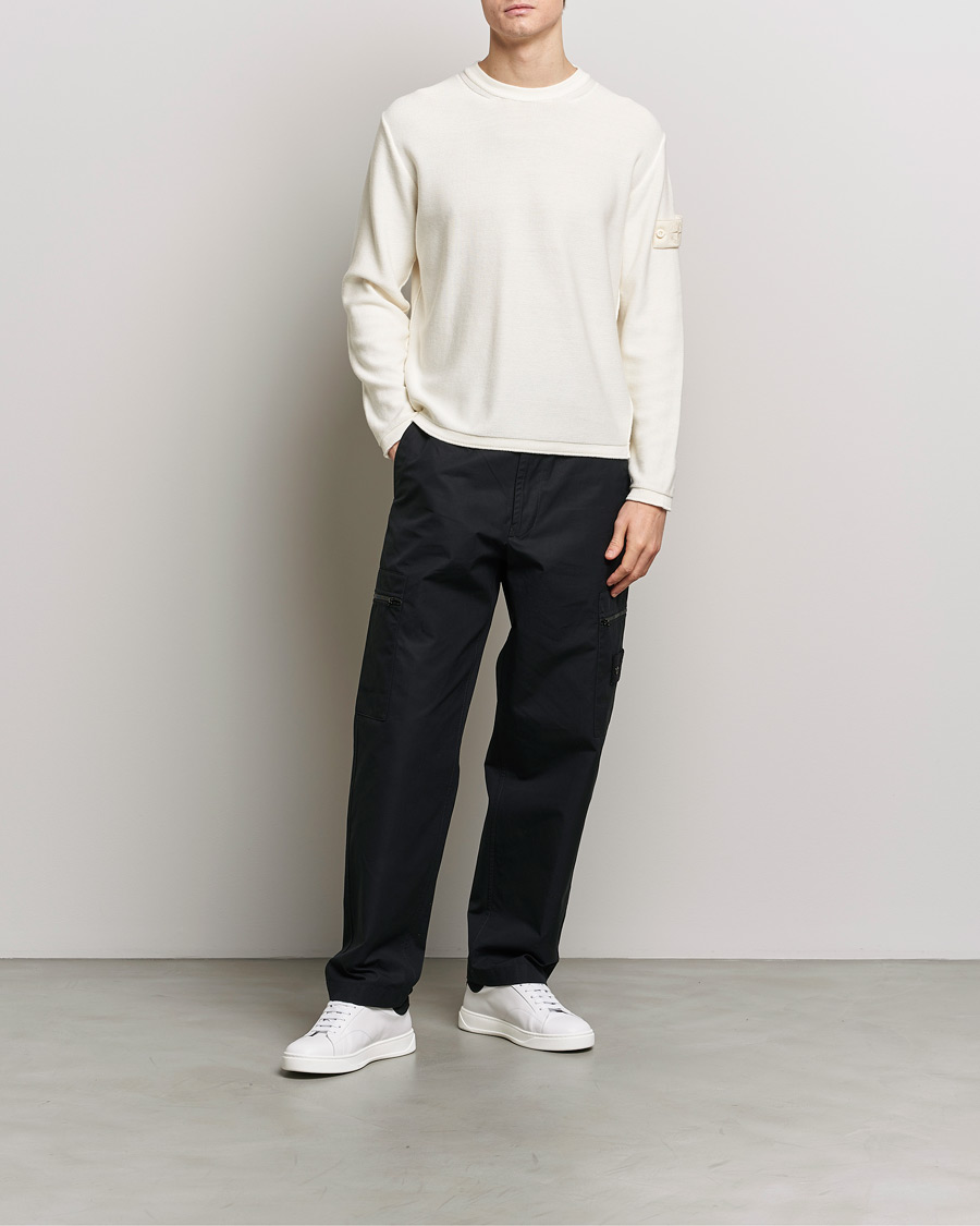 Herre | Trøjer | Stone Island | Ghost Knitted Cotton/Cashmere Sweater Natural Beige