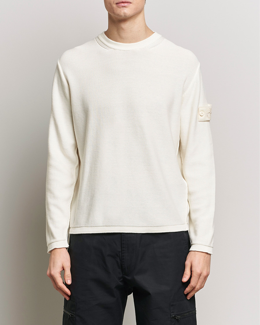 Herre | Tøj | Stone Island | Ghost Knitted Cotton/Cashmere Sweater Natural Beige
