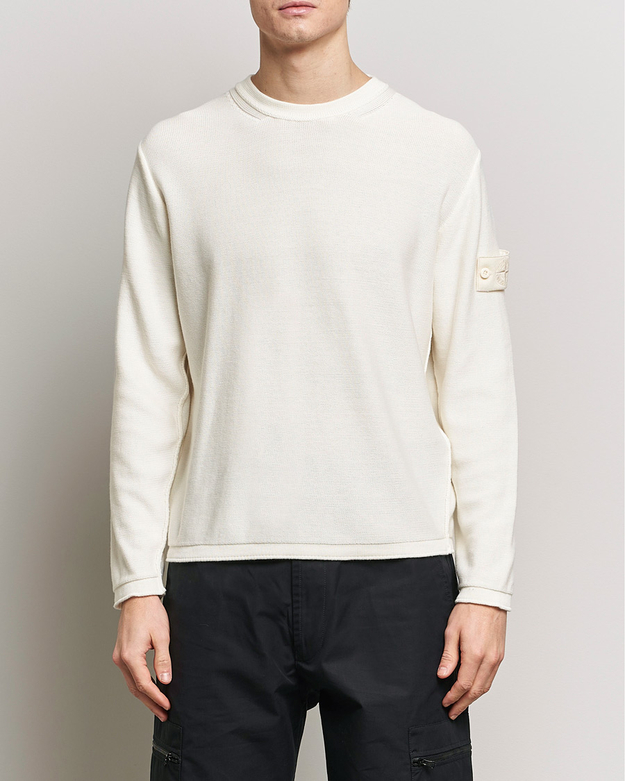 Herre | Trøjer | Stone Island | Ghost Knitted Cotton/Cashmere Sweater Natural Beige