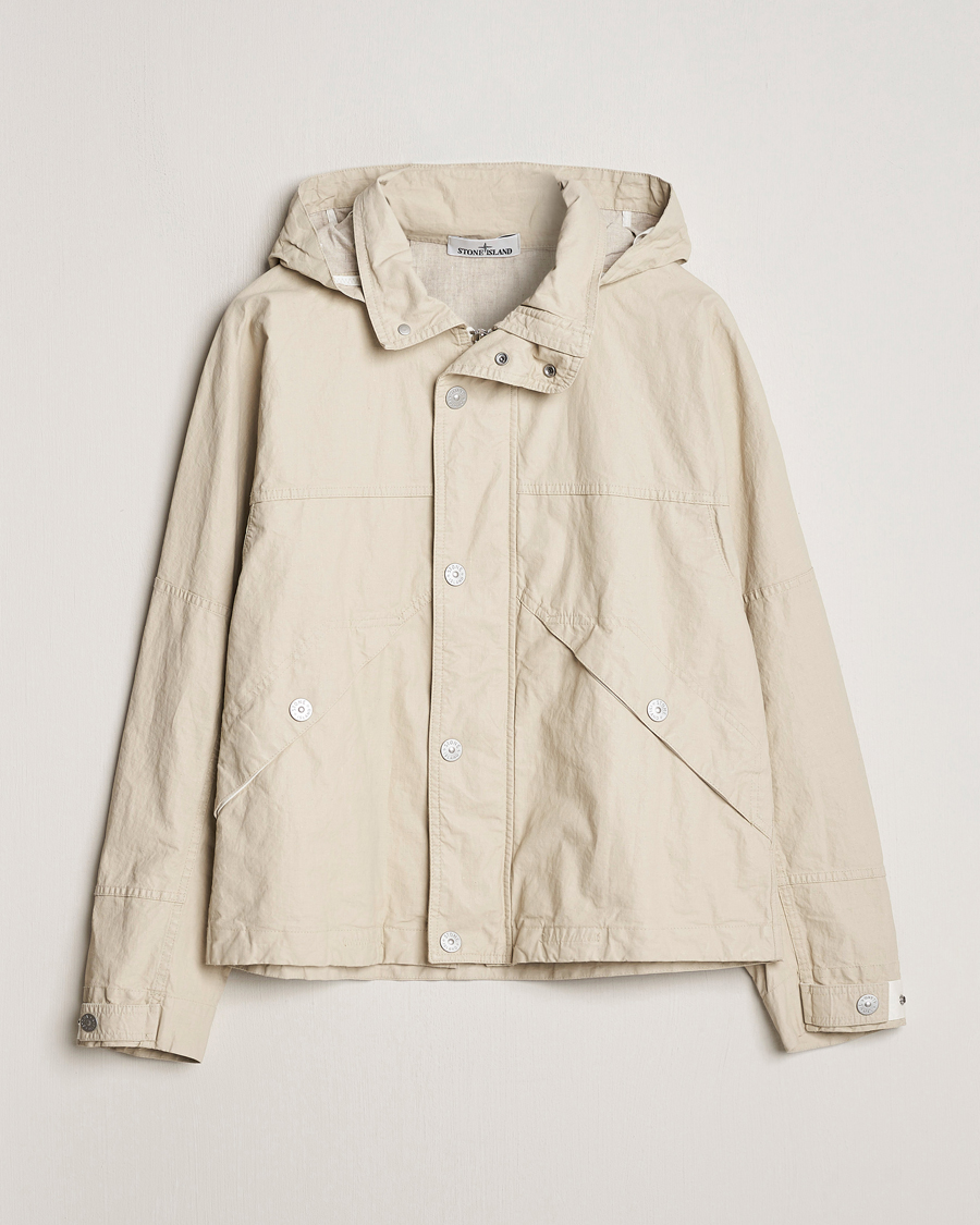 Herre | Jakker | Stone Island | Marina Pleated Linen Hood Jacket Natural Beige