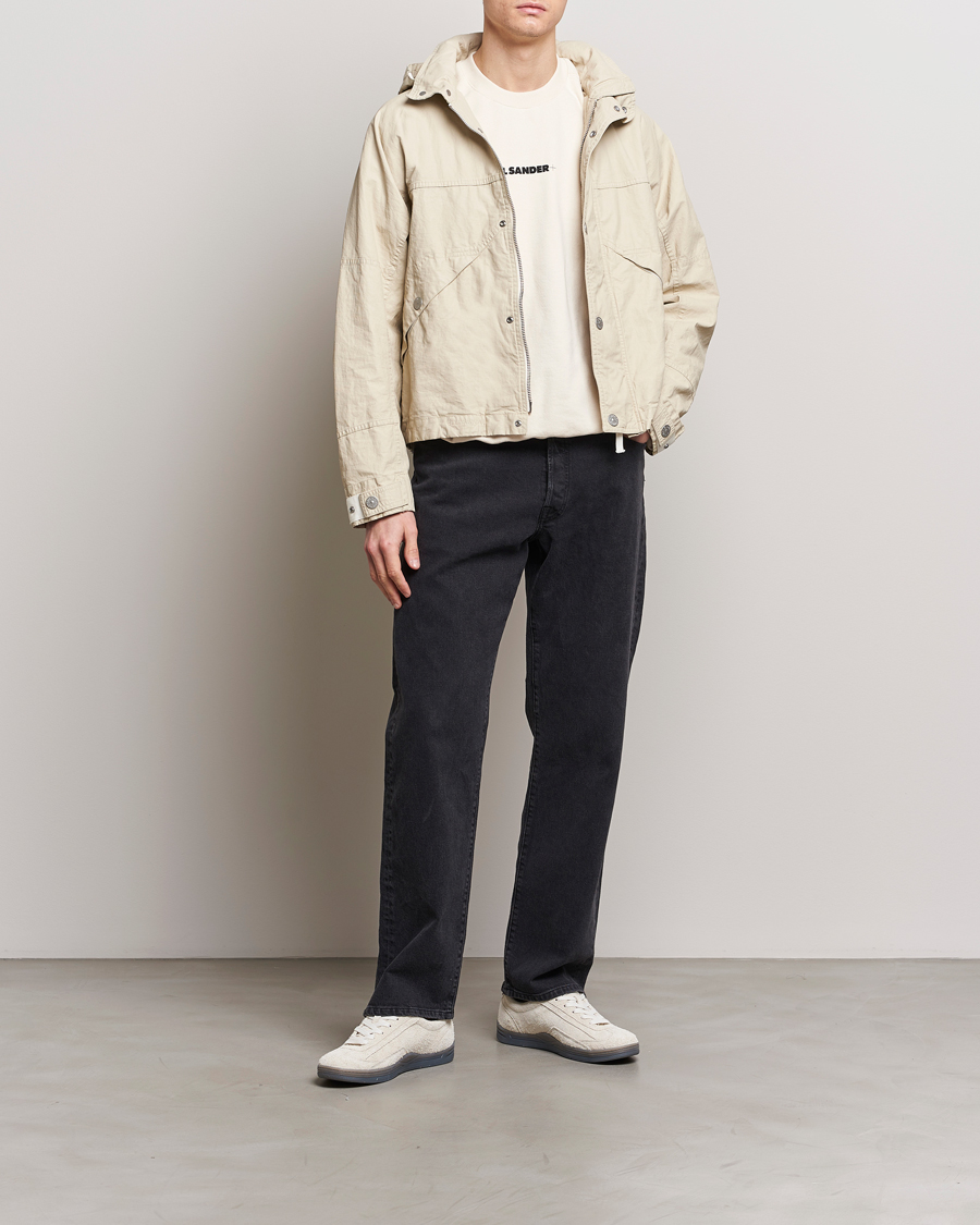 Herre | Jakker | Stone Island | Marina Pleated Linen Hood Jacket Natural Beige