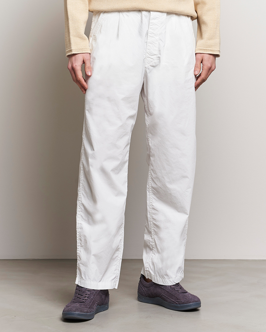 Men | Stone Island | Stone Island | Marina Washed Cotton Canvas Trousers White