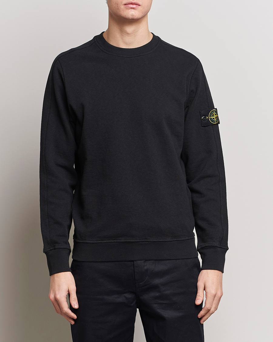 Herre | Trøjer | Stone Island | Garment Dyed Cotton Old Effect Sweatshirt Black