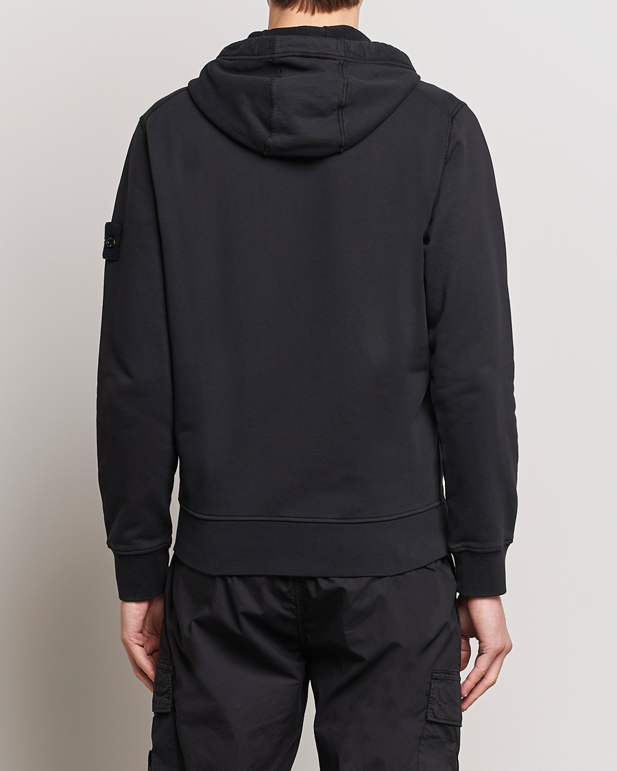 Herre | Trøjer | Stone Island | Garment Dyed Cotton Fleece Full Zip Hood Black