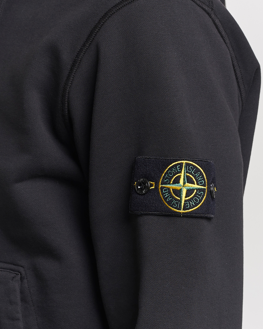 Herre | Trøjer | Stone Island | Garment Dyed Cotton Fleece Full Zip Hood Black