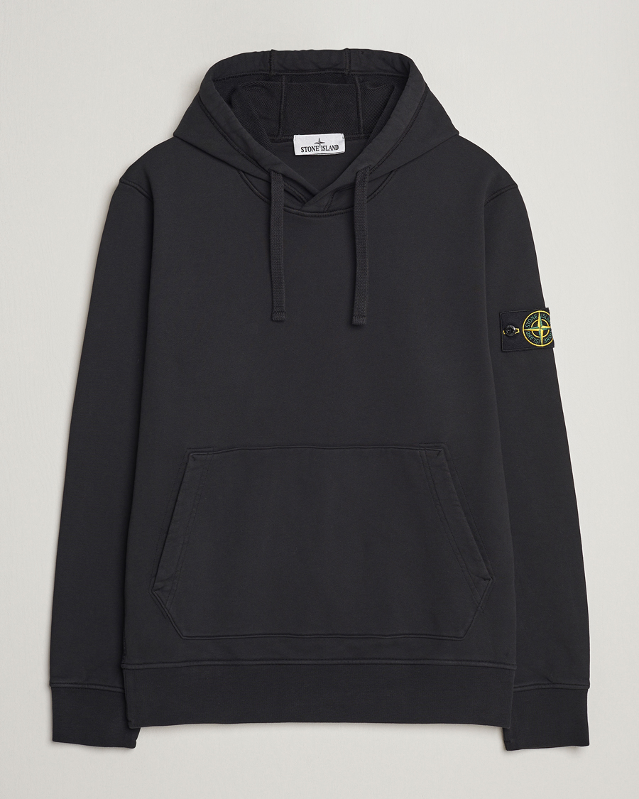 Herre | Trøjer | Stone Island | Garment Dyed Cotton Fleece Hood Black