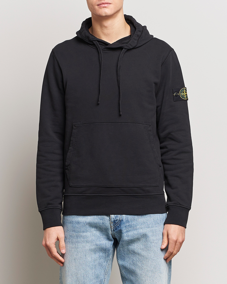 Herre |  | Stone Island | Garment Dyed Cotton Fleece Hood Black