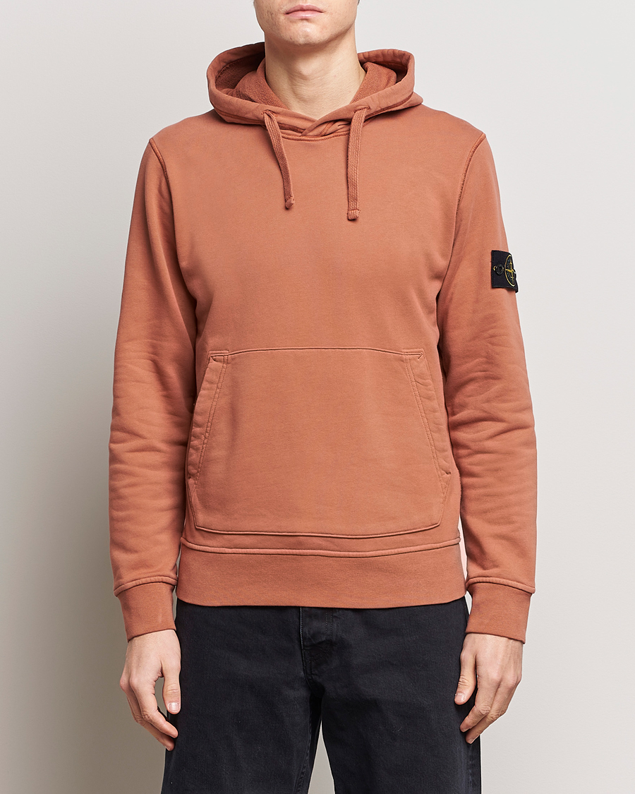 Men | Stone Island | Stone Island | Garment Dyed Cotton Fleece Hood Rust