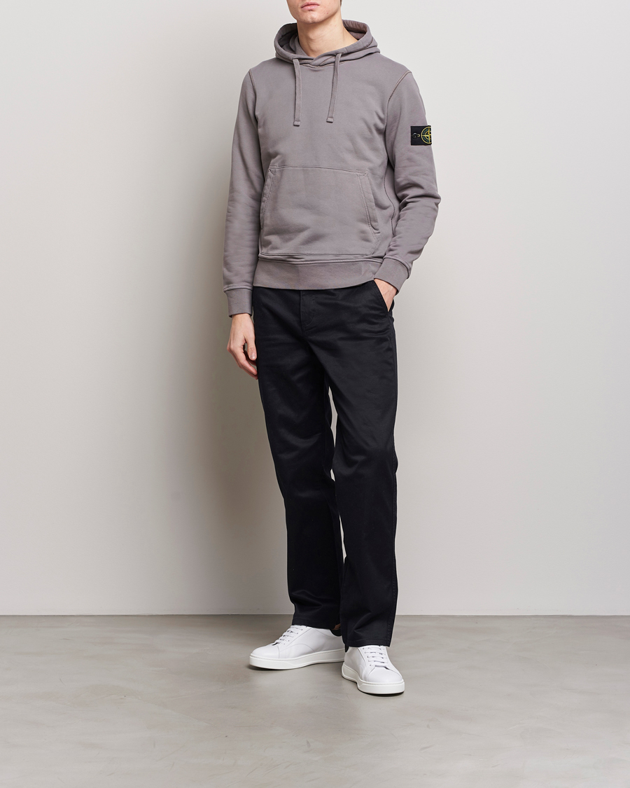 Herre | Trøjer | Stone Island | Garment Dyed Cotton Fleece Hood Dove Grey