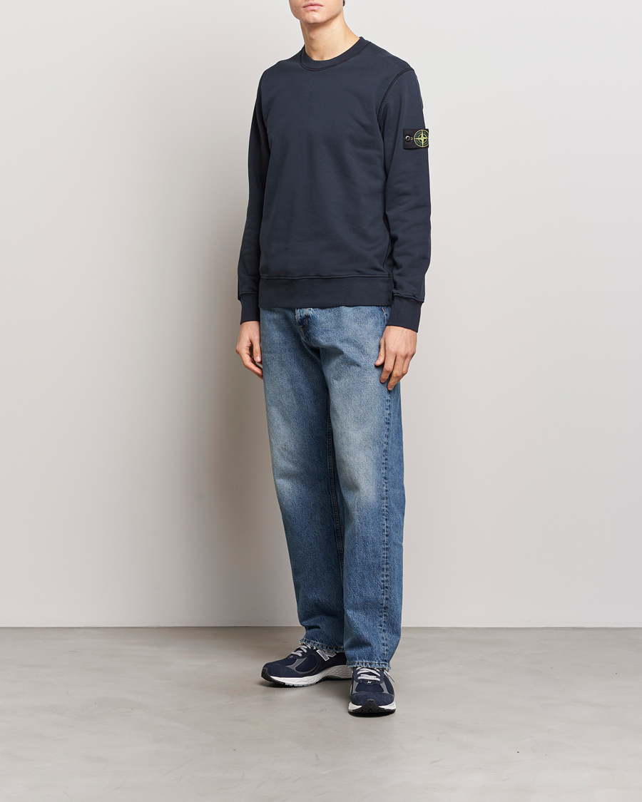 Herre | Trøjer | Stone Island | Garment Dyed Cotton Sweatshirt Navy Blue
