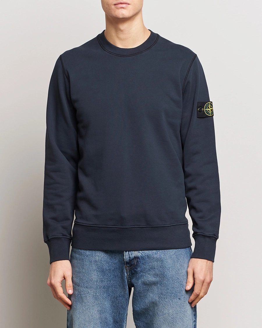 Herre | Sweatshirts | Stone Island | Garment Dyed Cotton Sweatshirt Navy Blue