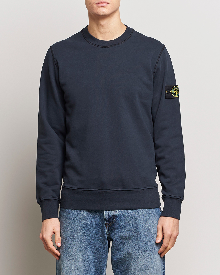 Herr |  | Stone Island | Garment Dyed Cotton Sweatshirt Navy Blue