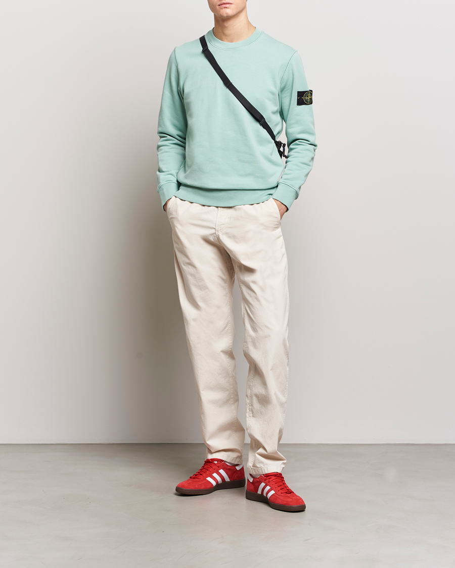 Herre | Trøjer | Stone Island | Garment Dyed Cotton Sweatshirt Light Green