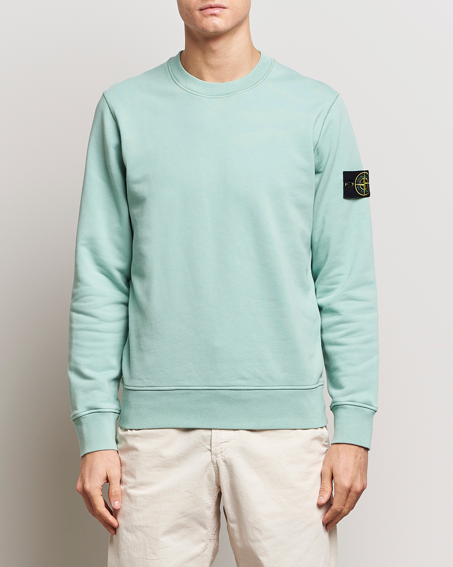 Herre |  | Stone Island | Garment Dyed Cotton Sweatshirt Light Green