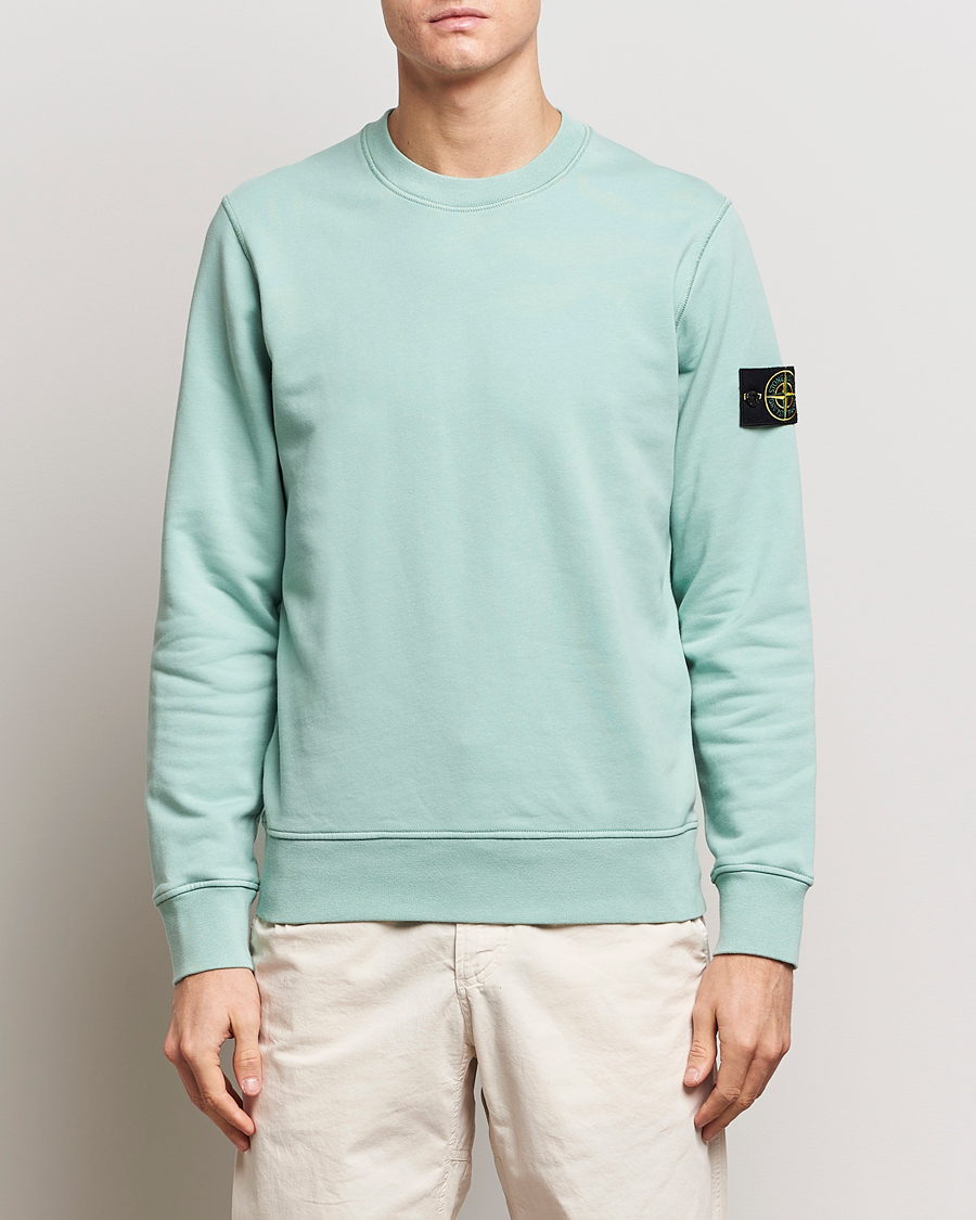 Herre | Trøjer | Stone Island | Garment Dyed Cotton Sweatshirt Light Green