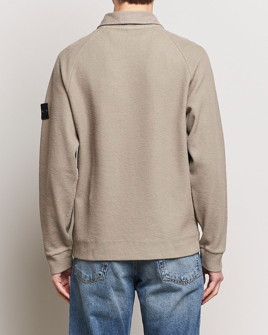 Herre | Trøjer | Stone Island | Cotton Nylon Ribbed Fleece Poloshirt Dove Grey