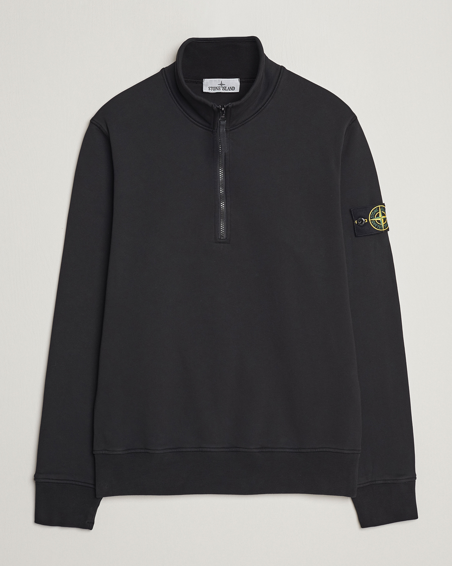 Herre | Trøjer | Stone Island | Garment Dyed Cotton Half Zip Black